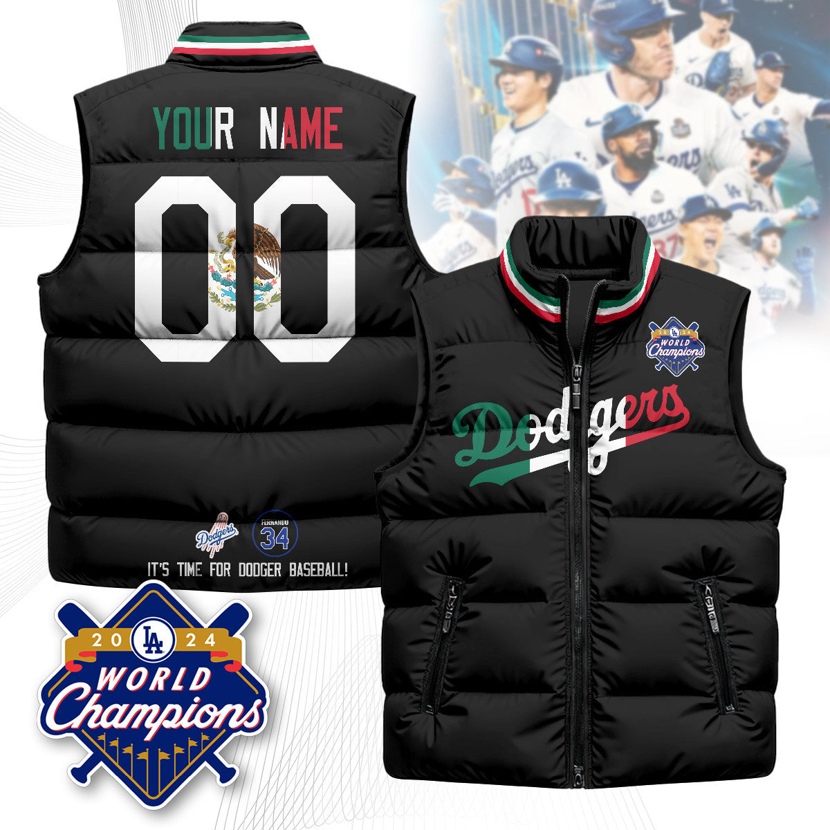 Custom Los Angeles Dodgers Unisex Puffer Vest
