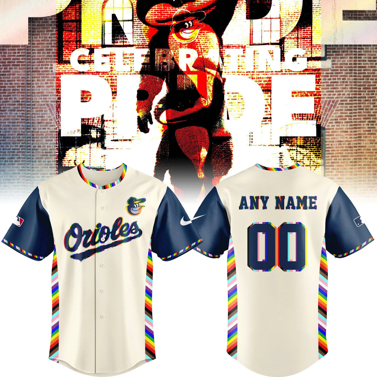 Batimore Orioles Pride Jersey Custom Name Number