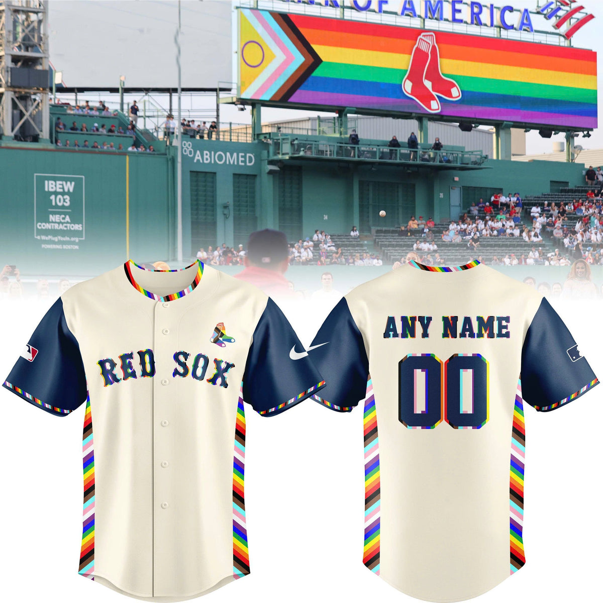 Boston Red Sox Pride Jersey Custom Name Number