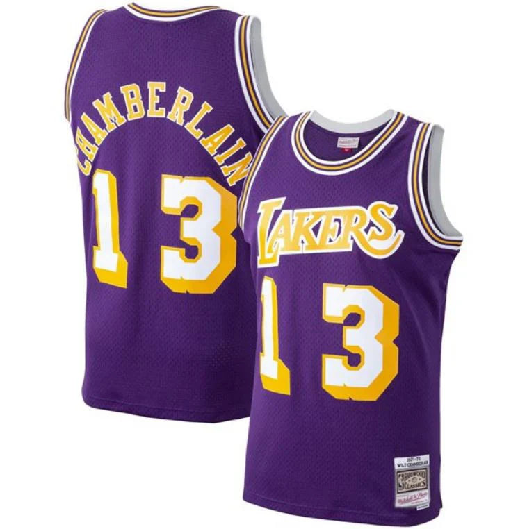 Wilt Chamberlain Los Angeles Lakers 1971/72 Hardwood Classics Jersey - Purple