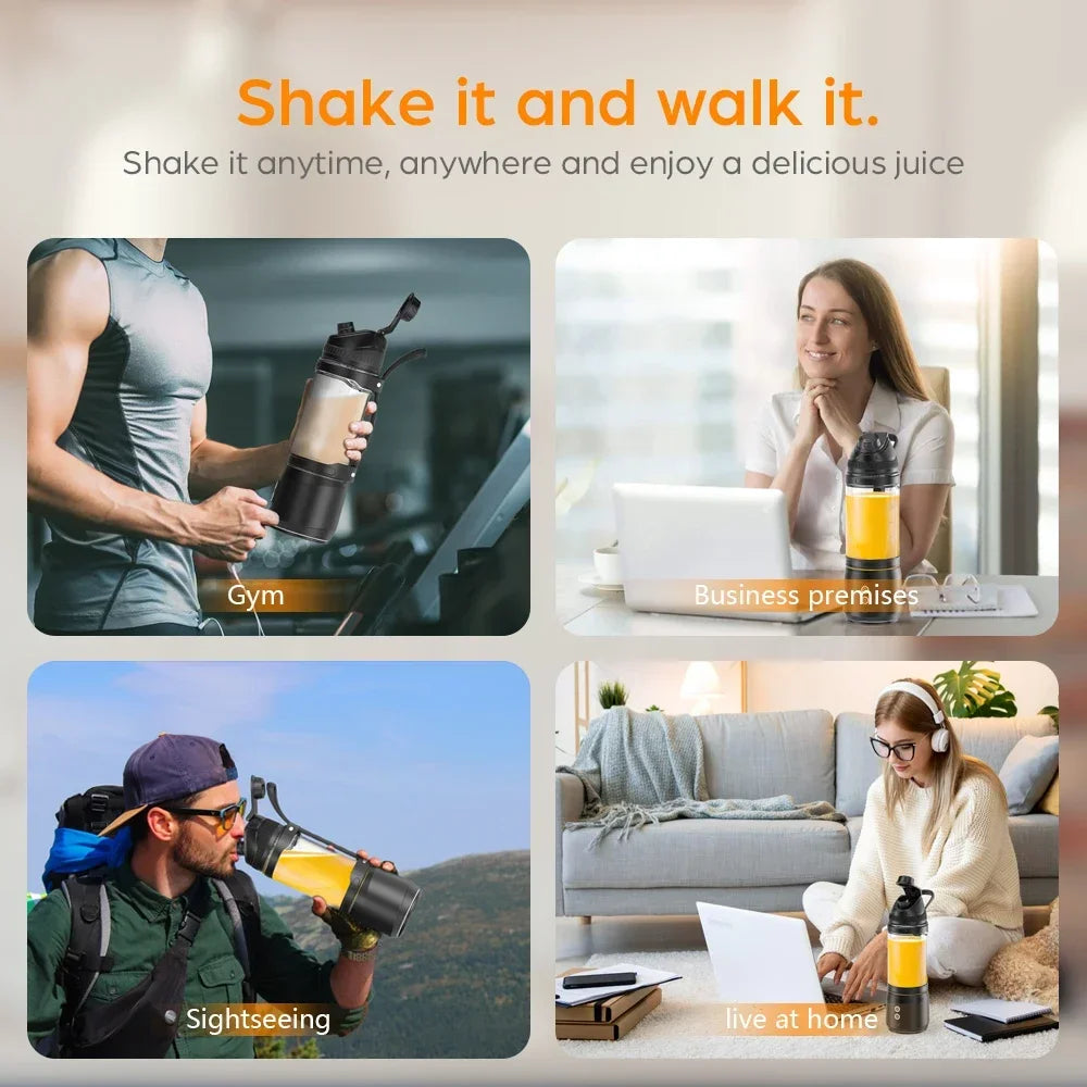Portable Electric Juicer 700ML USB Rechargeable Fruit Milkshake Smoothie Mini Blender for kitchen travel Outdoor Camping Picnic.