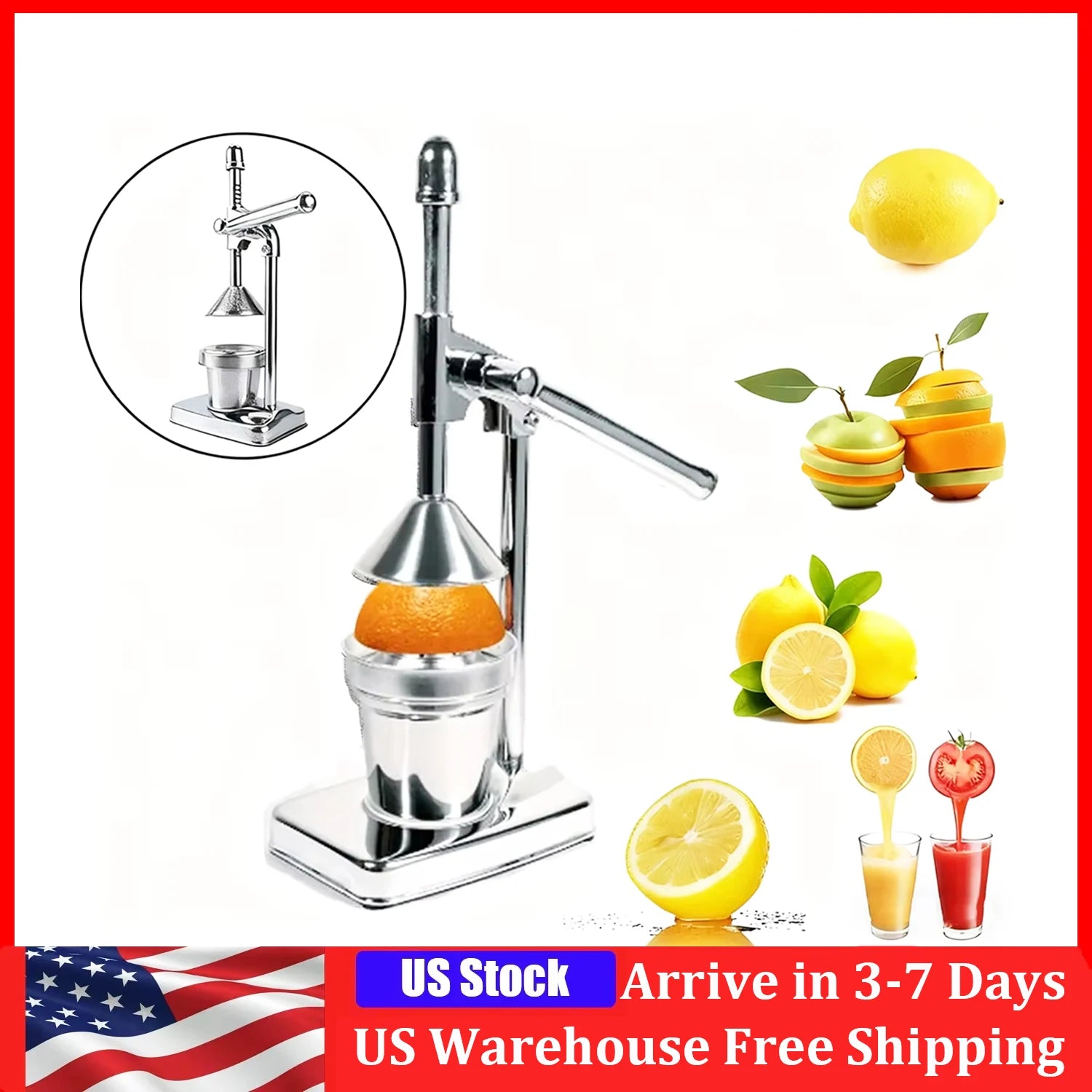 Orange Juice Maker Stainless Steel Manual Juicer Handheld Vegetable Fruit Home Squeezer Extractor Citrus Press Kitchen Tools
