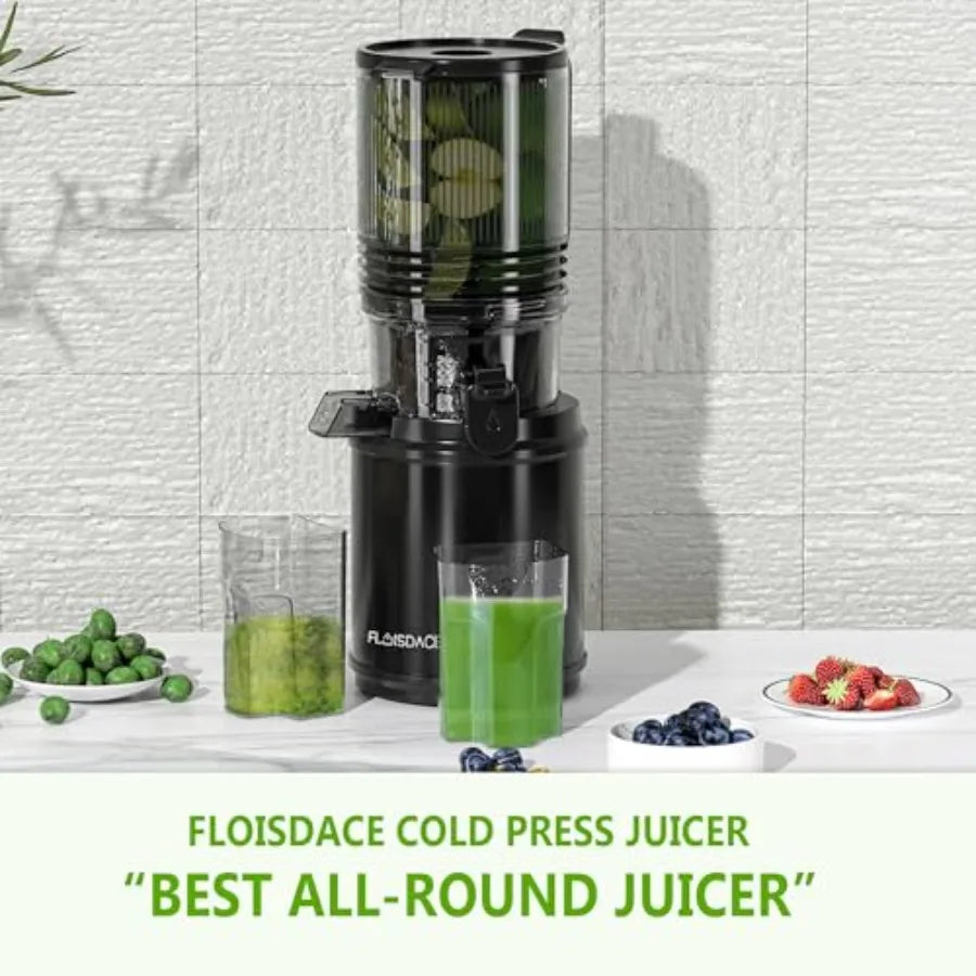 Cold Press Juicer 6.5 Extra Large Feed Chute Fit Hands-Free Electric Masticating Juicer Machine 350W Slow Masticating Juicer Ma