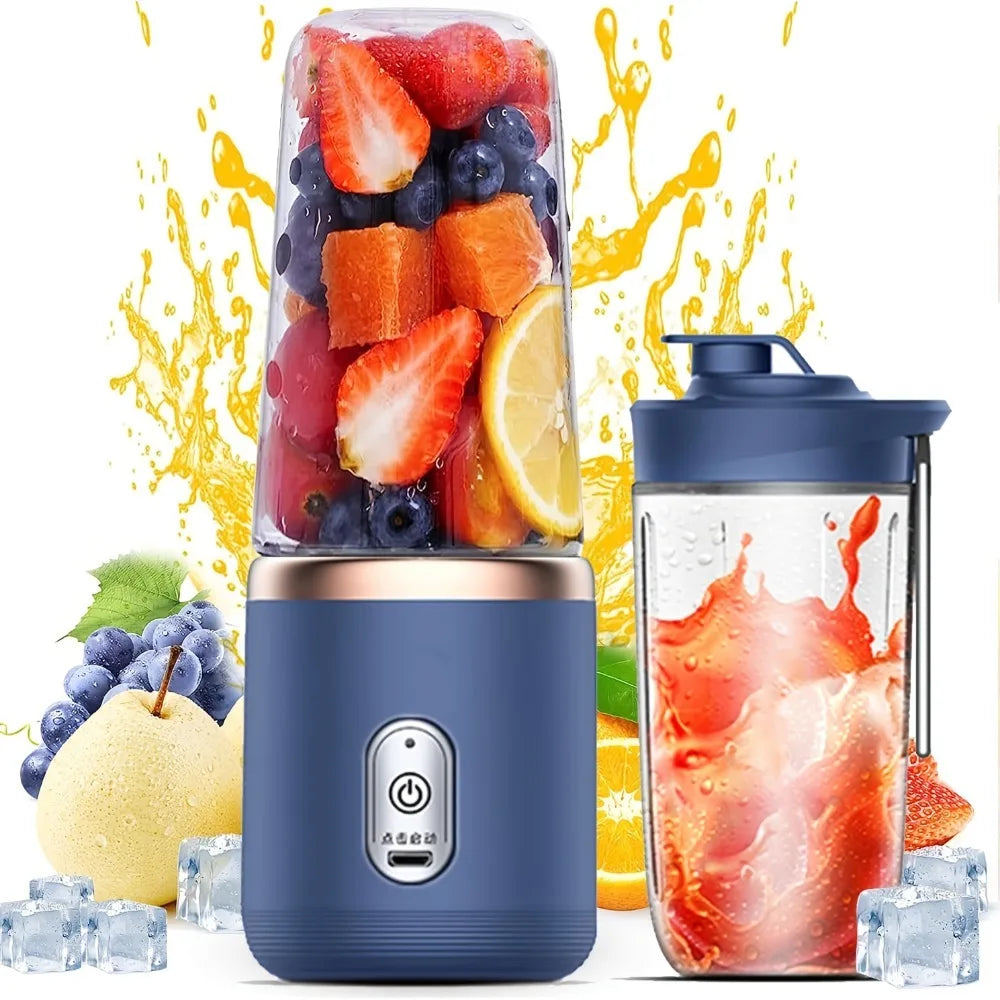 400ML Portable Blender USB Rechargeable, 6 Blade Personal Smoothie Maker, Mini Juicer Cup for Travel Gym Kitchen