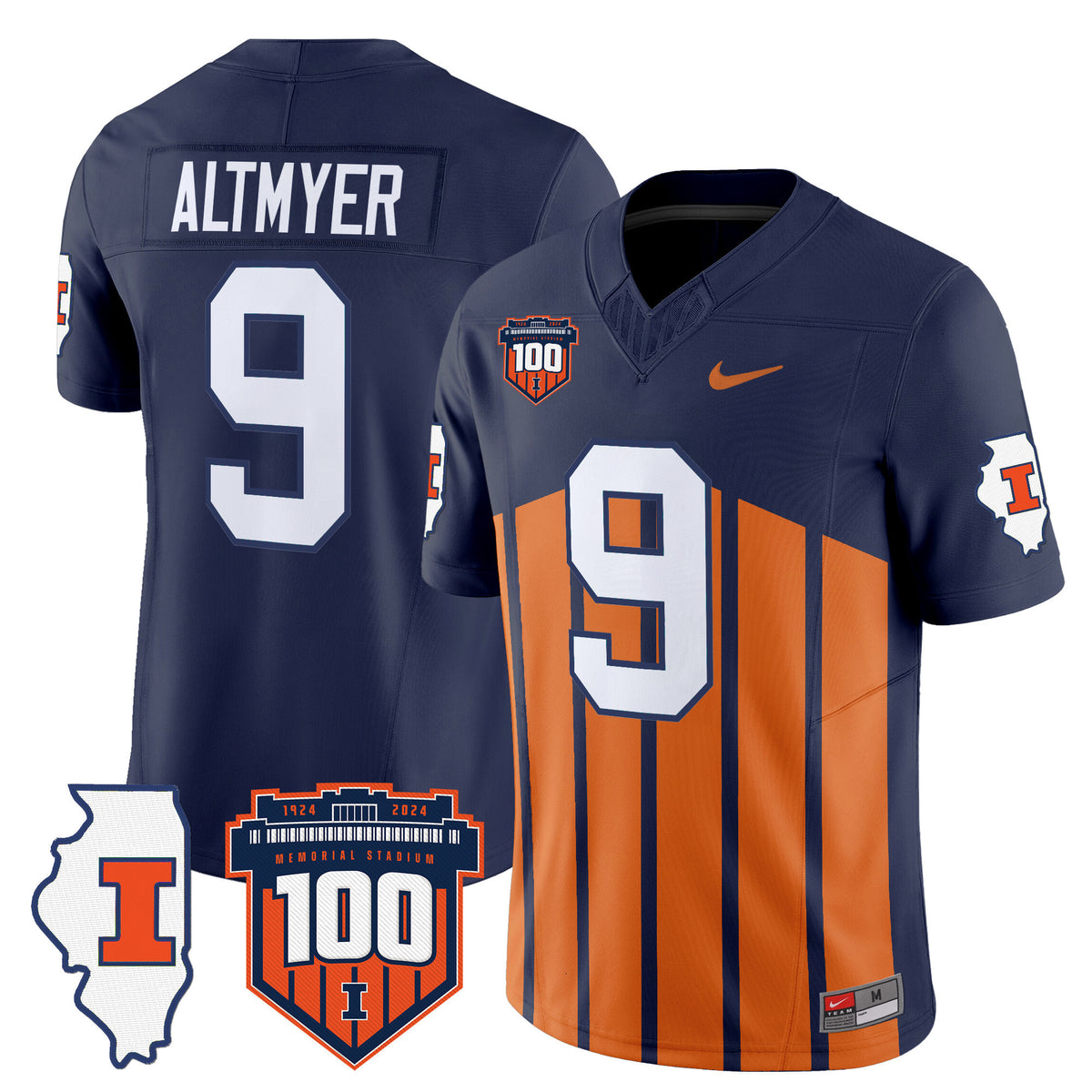 Men's Illinois Fighting Illini 100th Memorial Stadium Patch Vapor Limited Jersey - All Stitched