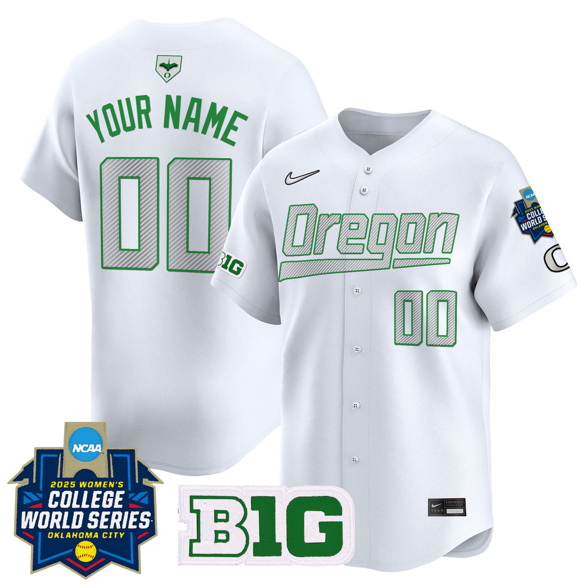 Oregon Ducks Softball 2025 World Series (WCWS) Vapor Premier Limited Custom Jersey - All Stitched