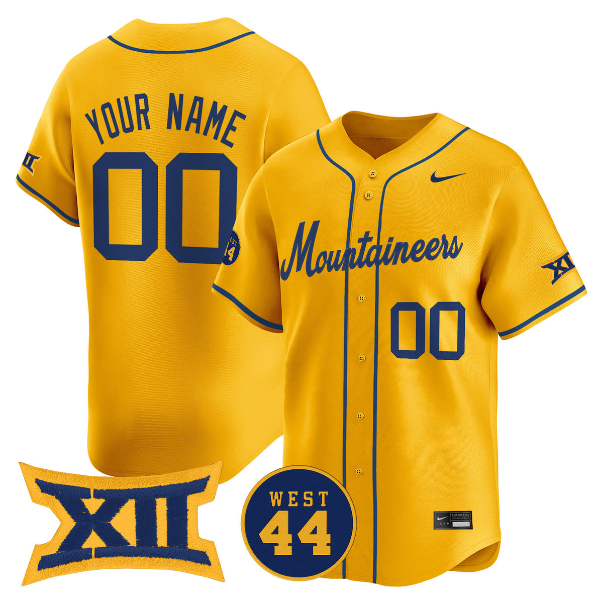 West Virginia Mountaineers 2025 Vapor Premier Limited Custom Jersey - All Stitched