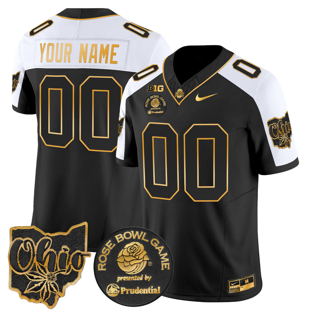 Ohio State Buckeyes Rose Bowl Gold Vapor Limited Custom Jersey - All Stitched