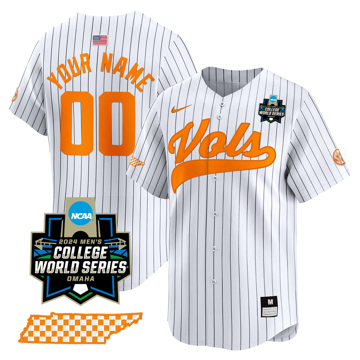 Tennessee Volunteers 2024 College World Series Vapor Premier Limited Custom Jersey V2 - All Stitched